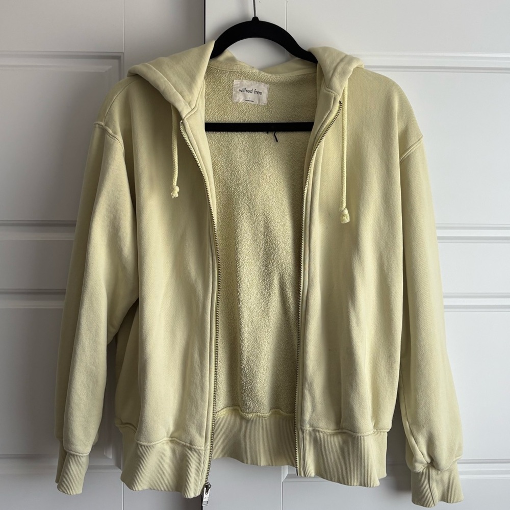 Aritzia Wilfred Light Yellow Zip Hoodie